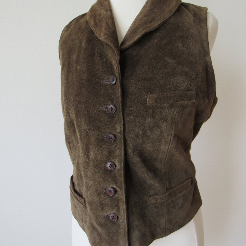 Vintage Banana Republic 100% Genuine Leather Brown Vest